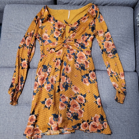 Free People Yellow Floral Long Sleeve Dress - Picture 9 of 9
